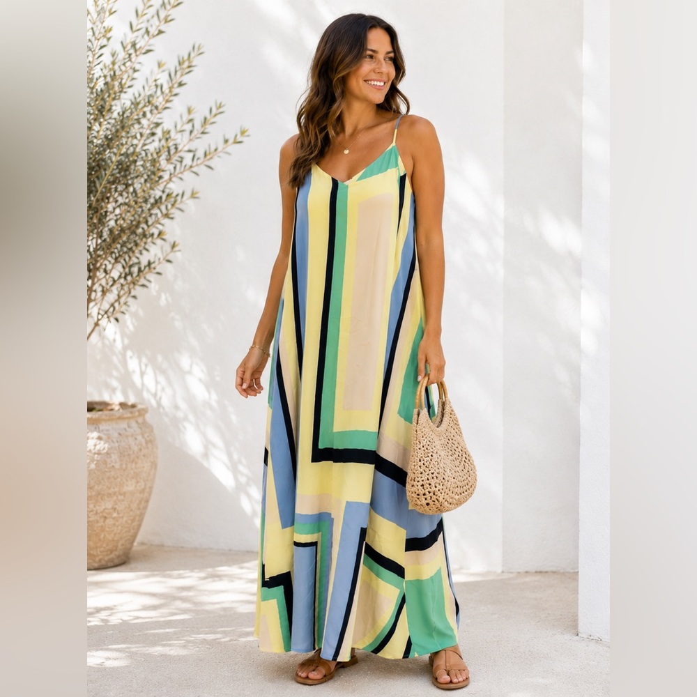 Maeve Anthropologie | Geometric Print Maxi Dress- Size XL